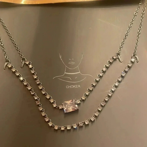 Believe by Brilliance Choker with extender necklace cubic zirconia, silver nwt - Picture 1 of 7